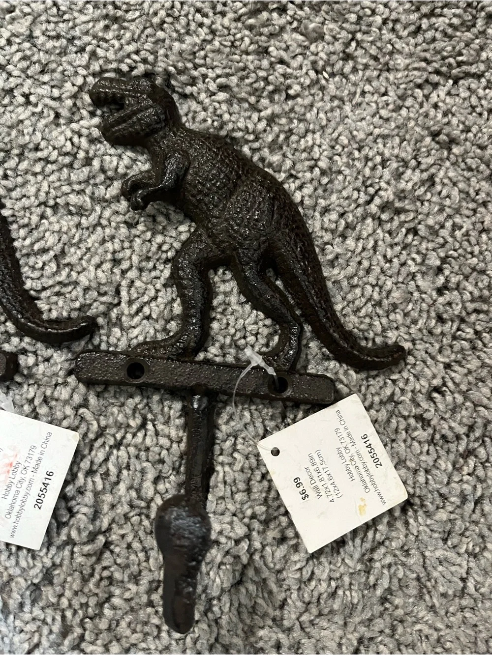 Hobby Lobby Black Dinosaur T-Rex Wall Hooks - Set of 2